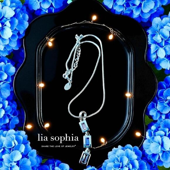 LIA SOPHIA Y Drop Crystal And Silver Necklace FEMININE! - Picture 1 of 9